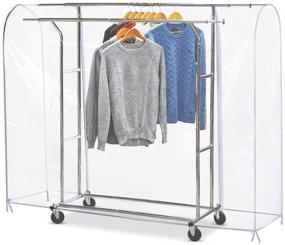 img 2 attached to Protective Garment Rack Cover: 6Ft Transparent Waterproof Clothes 👗 Cover with Full-Length Zippers - Dustproof & Durable (71x20x42 inch)