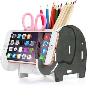 img 4 attached to 🐘 Maximize Your Desk Space with COOLBROS Elephant Pencil Holder and Phone Stand Organizer