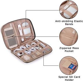 img 1 attached to BAGSMART Маленькая сумка-органайзер для путешествий - Органайзер для жестких дисков, кабелей, зарядных устройств, телефона, USB, SD-карт - Мягкий розовый