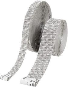 img 4 attached to 💎 Sparkling Self-Adhesive Crystal Rhinestone Ribbon - 2 Rolls, 8.2 Yards - Bling Stickers for Wedding, Birthday, Crafts, Party Supplies, DIY Decoration - Silver Glitter Gem Ribbons