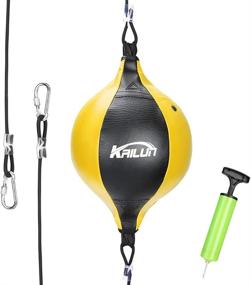 img 4 attached to 🥊 Leather Speed Punch Bag, Hanging Double End Boxing Ball Set with Reflex Ball, Pump – Ideal for Gym, MMA, Boxing Sports Training for Men, Women, Adults & Kids