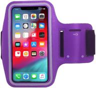 📱 cbus wireless reflective armband case for iphone 11 pro, xs, x, 8, 7, 6s, 6, se, 5s, 5c, 5 - adjustable band, screen protection - purple logo