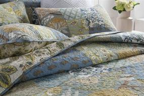 img 2 attached to 🛏️ Queen Size Bohemian Patchwork Floral Bedspread Quilt Set with Real Stitched Embroidery – Yvooxny