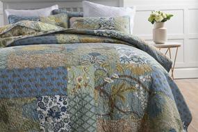 img 1 attached to 🛏️ Queen Size Bohemian Patchwork Floral Bedspread Quilt Set with Real Stitched Embroidery – Yvooxny