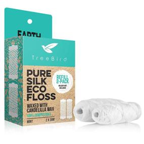 img 4 attached to 🌱 Biodegradable Dental Floss Refills - 2-pack for Refillable Glass Holder, Naturally Waxed with Candelilla Wax, 100% Compostable, 66 yds Silk Spools - Eco-Friendly Zero Waste Oral Care