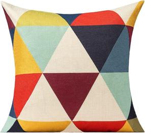 img 1 attached to 🍂 Vibrant and Stylish Set of 4 Fall Outdoor Throw Pillow Covers - Geometric Triangle Decor, 18x18 - Orange, Yellow, Blue, Black, Purple, Red