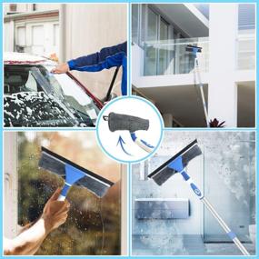 img 1 attached to 🏢 2-in-1 Window Squeegee Cleaner & Duster: Extendable Pole & Bendable Head for Indoor/Outdoor High Window Cleaning