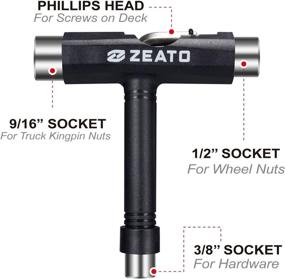 img 3 attached to 🛹 Zeato Skate Tool All-in-One: Multi-Function Portable Skateboard T-Tool Accessory with T-Type Allen Key and L-Type Phillips Head Wrench Screwdriver