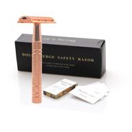 🌹 leyming rose gold double edge safety razor for women: classic single blade razor with 10 pcs blades, premium metal manual shaver for wet shaving, fits standard double edge blade logo