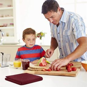 img 1 attached to 🔴 Talvania Red Kitchen Dish Towels - Set of 12 Dobby Weave Terry Towels, 100% Cotton, Soft and Absorbent Multipurpose Dish Cloth, Hand Towel, and All Kitchen Cleaning - Size 15” X 25” Machine Washable (Red Pear)