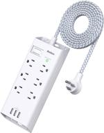 addtam power strip surge protector with 6 outlets, 3 usb ports, and 5ft long extension cord - etl listed, wall mountable for home, office, and more логотип