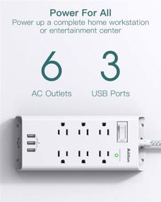 img 3 attached to Addtam Power Strip Surge Protector with 6 Outlets, 3 USB Ports, and 5Ft Long Extension Cord - ETL Listed, Wall Mountable for Home, Office, and More