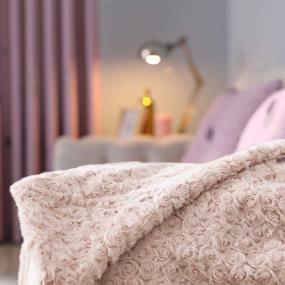 img 2 attached to 🌸 JINCHAN Pale Pink Soft Cozy Fuzzy Throw Blanket with Dimensional Rose Design - Perfect for Girls, Teenagers, Kids - Living Room, Bedroom, Nursery Décor - Couch, Sofa, Chair, Recliner, Bed Coverlet - All Seasons - Ideal Gift - Size: 50x60 Inch