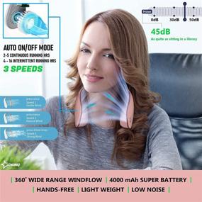 img 3 attached to 🔇 ZNQ Strong Wind, Low Noise, 360˚ Cooling Neck Fan, Wearable Air Conditioner, 3 Speed Portable Neck Fan with 4 Turbo Motors, Auto On-Off Mode, Long Lasting Battery (Pink)