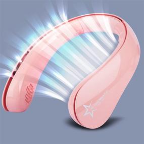 img 4 attached to 🔇 ZNQ Strong Wind, Low Noise, 360˚ Cooling Neck Fan, Wearable Air Conditioner, 3 Speed Portable Neck Fan with 4 Turbo Motors, Auto On-Off Mode, Long Lasting Battery (Pink)