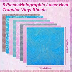 img 3 attached to 🌈 Holographic Laser Heat Transfer Vinyl Sheets - Pack of 8, 12 x 10 Inch, Adhesive Iron-on Vinyl in Multiple Colors for Cutting Machines and DIY T-Shirt Crafts at Home