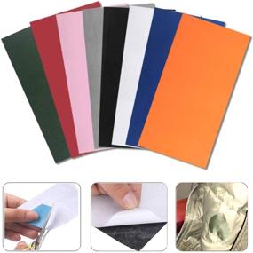 img 2 attached to 🔧 8 Piece Self-Adhesive Repair Patches with DIY Model Guide Paper - Waterproof & Lightweight Polyester Stickers for Clothing Holes, Raincoat, Backpacks, Tent, Sleeping Bag, Down Jacket