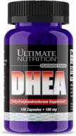 ultimate nutrition pure 100mg dhea supplement: max strength for libido, metabolism & lean muscle - hormone balance support, 100 capsules logo