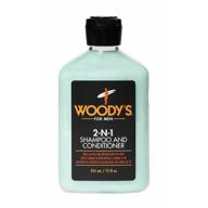 💇 woody's thickening 2-in-1 shampoo and conditioner for men, promotes fuller and thicker hair with a healthier scalp, effective cleansing and conditioning, 12 oz. logo