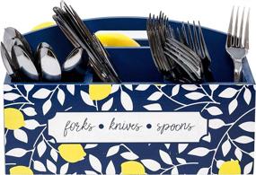 img 4 attached to 🍋 Boston Warehouse Wood Lemon Flatware Storage Caddy: Organize and Showcase Your Flatware with Style!