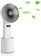 🌬️ dekopro handheld fan - portable personal fan mini hand held fan with usb rechargeable battery, desk table fan with base - chargeable fan oscillating fan 5 modes for home office travel outdoor (white) logo