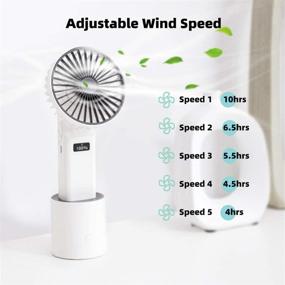 img 2 attached to 🌬️ DEKOPRO Handheld Fan - Portable Personal Fan Mini Hand Held Fan with USB Rechargeable Battery, Desk Table Fan with Base - Chargeable Fan Oscillating Fan 5 Modes for Home Office Travel Outdoor (White)