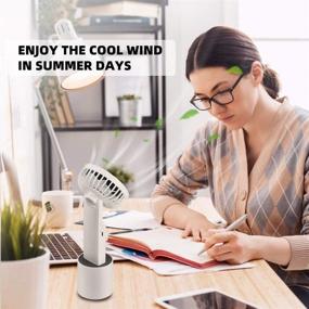 img 3 attached to 🌬️ DEKOPRO Handheld Fan - Portable Personal Fan Mini Hand Held Fan with USB Rechargeable Battery, Desk Table Fan with Base - Chargeable Fan Oscillating Fan 5 Modes for Home Office Travel Outdoor (White)