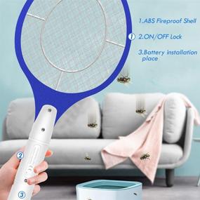 img 2 attached to 🪰 Micnaron Electric Fly Swatter 2 Pack, Portable Fly Mosquito Swatter 3500V, Handheld Bug Zapper Racket with Safe-Touch Mesh Net (Blue & Yellow)
