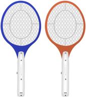 🪰 micnaron electric fly swatter 2 pack, portable fly mosquito swatter 3500v, handheld bug zapper racket with safe-touch mesh net (blue & yellow) logo