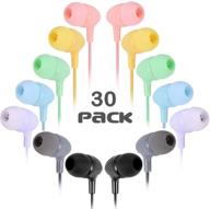 30 pack macaron-colored kids earbuds bulk - wholesale durable in-ear 🎧 headphones perfect for schools, classrooms, students, teens, children, and adults - ideal gift logo