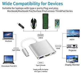 img 3 attached to 🔌 Qidoou USB C to HDMI Adapter: 4K HDMI Output, USB 3.0 Port, Charging Port - Silver