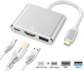 img 4 attached to 🔌 Qidoou USB C to HDMI Adapter: 4K HDMI Output, USB 3.0 Port, Charging Port - Silver