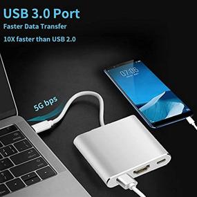 img 1 attached to 🔌 Qidoou USB C to HDMI Adapter: 4K HDMI Output, USB 3.0 Port, Charging Port - Silver