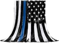 🚓 thin blue line police fleece throw blankets - 40'' x 50'', lightweight super soft microfiber, honor law enforcement, usa vintage design, warm plush cozy luxury bed blankets for couch/sofa, all season gift logo