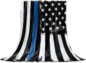 img 4 attached to 🚓 Thin Blue Line Police Fleece Throw Blankets - 40'' x 50'', Lightweight Super Soft Microfiber, Honor Law Enforcement, USA Vintage Design, Warm Plush Cozy Luxury Bed Blankets for Couch/Sofa, All Season Gift