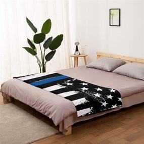 img 3 attached to 🚓 Thin Blue Line Police Fleece Throw Blankets - 40'' x 50'', Lightweight Super Soft Microfiber, Honor Law Enforcement, USA Vintage Design, Warm Plush Cozy Luxury Bed Blankets for Couch/Sofa, All Season Gift