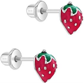 img 3 attached to 🍓 Colorful Fruit Stud Earrings for Toddlers & Little Girls - Stylish Strawberry Screw Backs for Everyday Wear