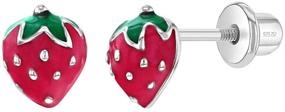 img 4 attached to 🍓 Colorful Fruit Stud Earrings for Toddlers & Little Girls - Stylish Strawberry Screw Backs for Everyday Wear