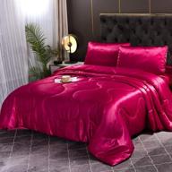 🛏️ yearning queen comforter set: luxurious silky red bedding with matching pillow covers, sheets - soft, lightweight, and elegant logo