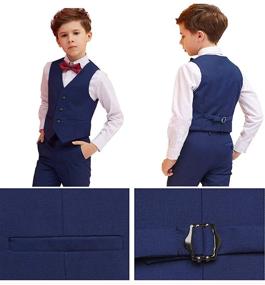 img 1 attached to 👔 5 Piece Slim Fit Boy Suits - Formal Set for Kids, Ideal Wedding Ring Bearer Outfit