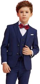 img 3 attached to 👔 5 Piece Slim Fit Boy Suits - Formal Set for Kids, Ideal Wedding Ring Bearer Outfit