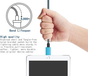 img 3 attached to 🔌 Apple MFI Сертифицированный Кабель Зарядного Устройства - 3FT 6FT 10FT 3пак | USB Подключение Данных, Плетеный Нейлоновый Корд | Совместим с iPhone XR XS X 11 10 8 Plus 7 Plus 6s Plus 6 Plus 5s 5 SE, iPad, iPod Pro