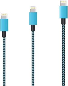 img 4 attached to 🔌 Apple MFI Сертифицированный Кабель Зарядного Устройства - 3FT 6FT 10FT 3пак | USB Подключение Данных, Плетеный Нейлоновый Корд | Совместим с iPhone XR XS X 11 10 8 Plus 7 Plus 6s Plus 6 Plus 5s 5 SE, iPad, iPod Pro