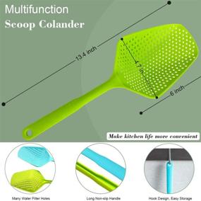 img 3 attached to Scoop Colander Strainer Spoon SYOGUA Kitchen - Efficient Water Leaking and Food Draining Tool for Cooking, Baking (Green+Blue)