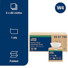 img 3 attached to 🧽 Tork Heavy Duty Cleaning Cloth White W24: Pop-Up Box, 5 x 80 Cloths, 5301755 - Superior Cleaning Solution for Tough Messes