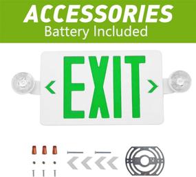 img 3 attached to OSTEK Green LED Exit Sign with Emergency Lights, Adjustable Dual-Head Exit Lights and Battery Backup, UL-Listed 120-277V, Fire-Resistant ABS Construction