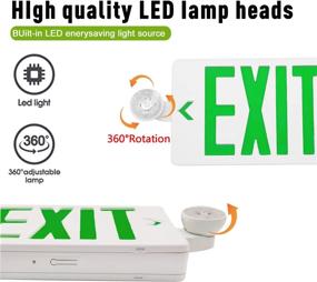 img 2 attached to OSTEK Green LED Exit Sign with Emergency Lights, Adjustable Dual-Head Exit Lights and Battery Backup, UL-Listed 120-277V, Fire-Resistant ABS Construction
