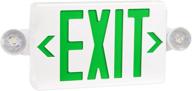 ostek green led exit sign with emergency lights, adjustable dual-head exit lights and battery backup, ul-listed 120-277v, fire-resistant abs construction logo
