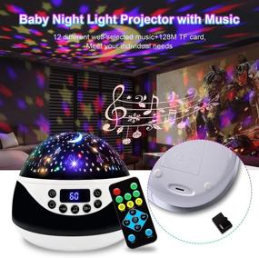 img 2 attached to 🌟 Kids Night Light Projector with Music, Remote Control & Timer - Baby Night Light Projector for Bedroom, 360° Rotating Star Projector Night Light - Sleep Helper & Birthday Gift for Girls Boys (Black)