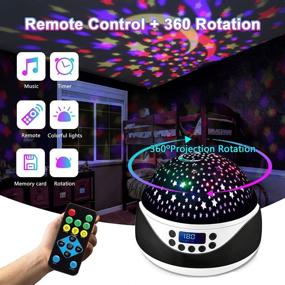 img 1 attached to 🌟 Kids Night Light Projector with Music, Remote Control & Timer - Baby Night Light Projector for Bedroom, 360° Rotating Star Projector Night Light - Sleep Helper & Birthday Gift for Girls Boys (Black)